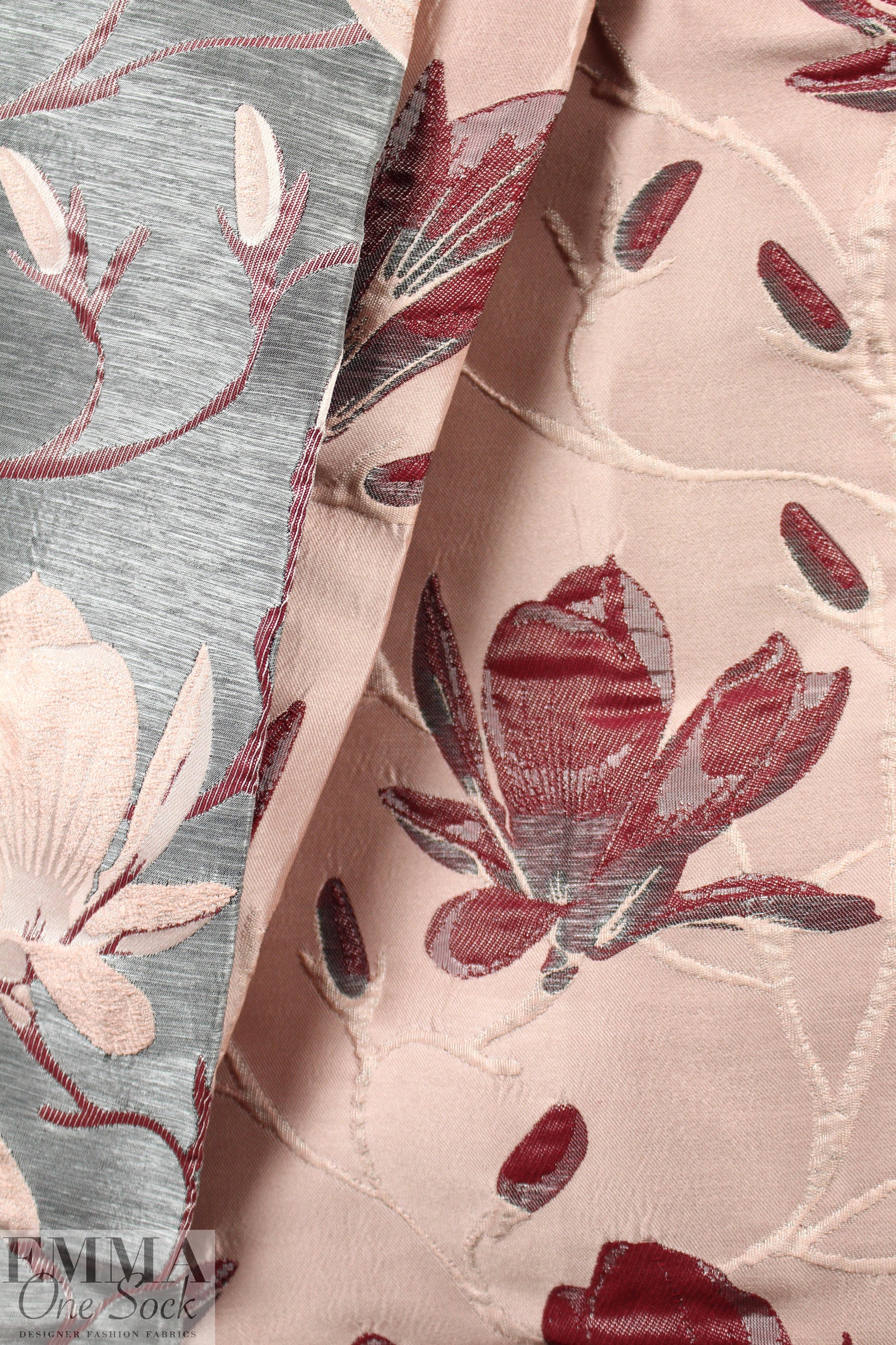 lilah floral jacquard brocade - blush/silvery grey 1.25 yd