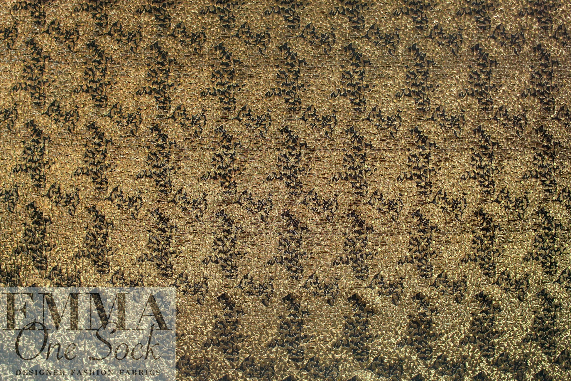 enchanted antique gold & black floral metallic brocade 1.75 yd