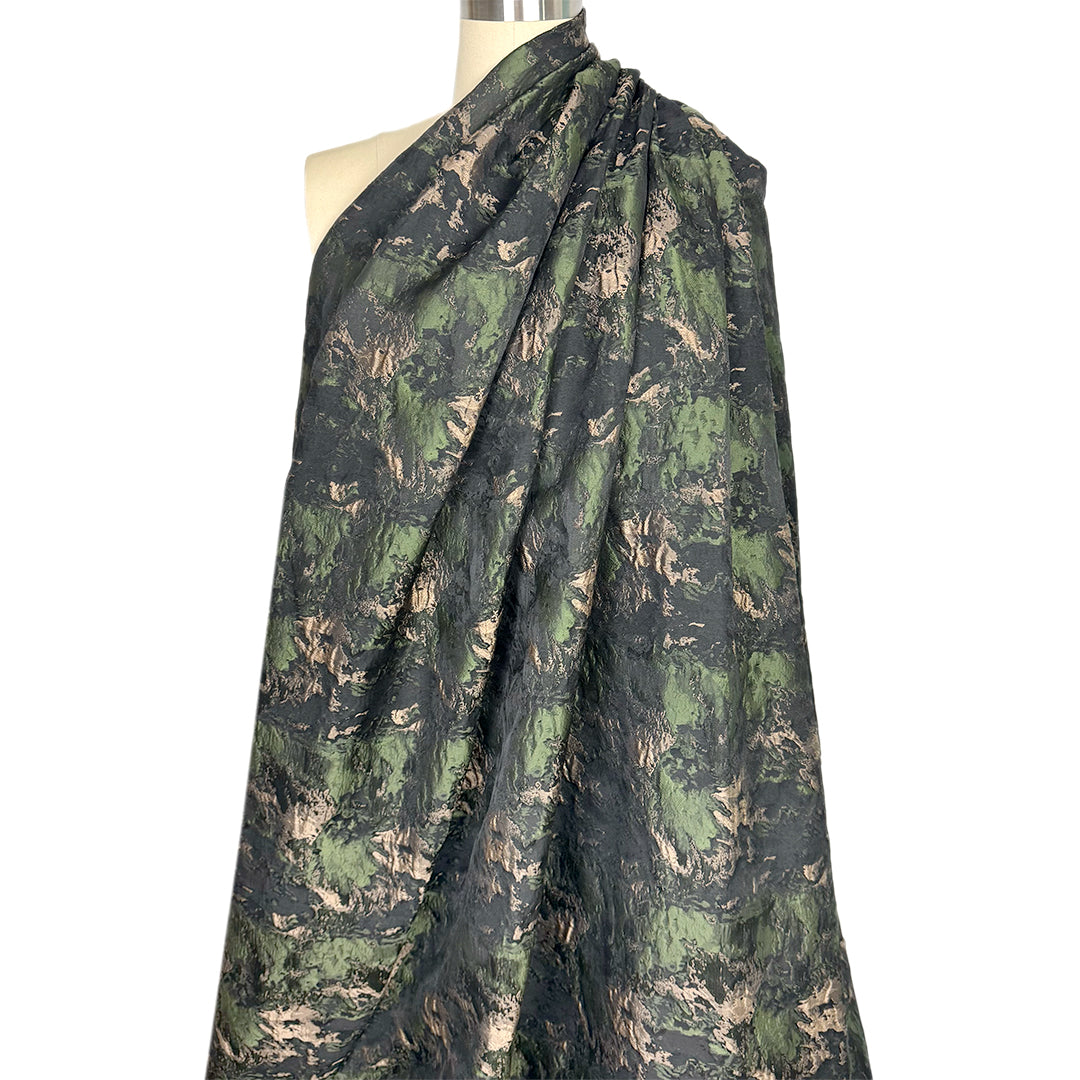 earthy green lustrous jacquard brocade 2 yd