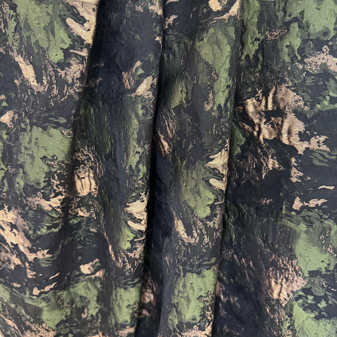 earthy green lustrous jacquard brocade 2 yd