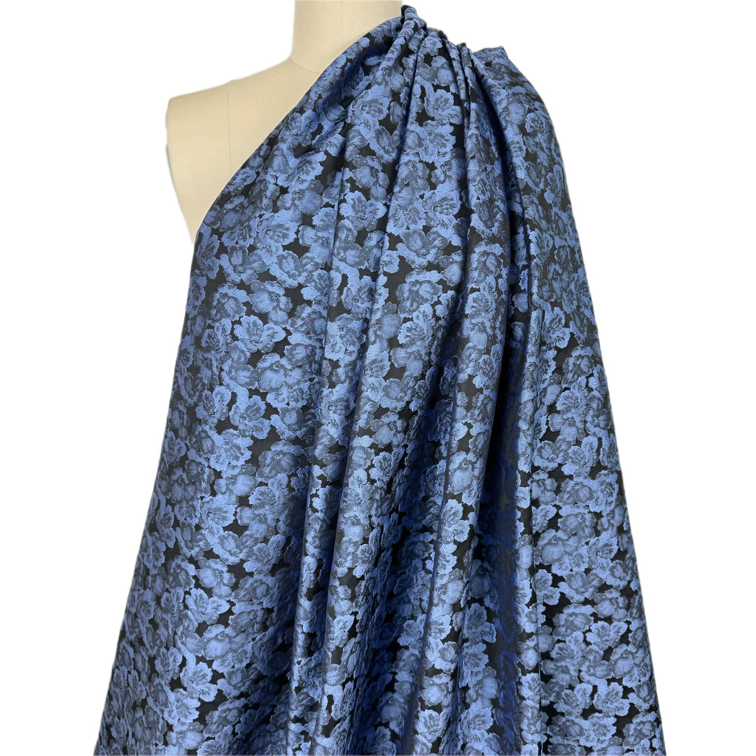 floral bloom jacquard brocade - French blue 2.25 yds