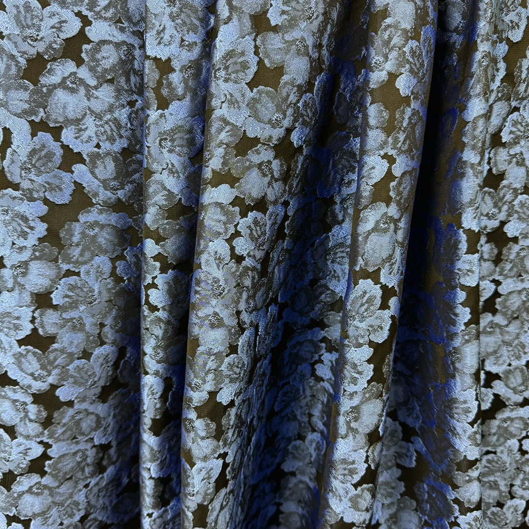 floral bloom jacquard brocade - French blue 2.25 yds