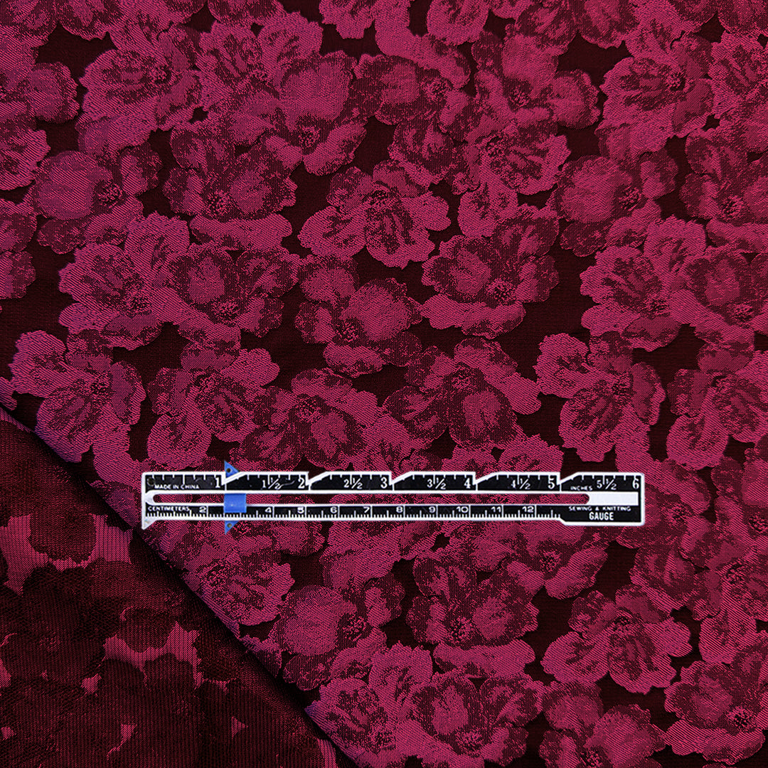 floral bloom jacquard brocade - magenta-red 2 yd