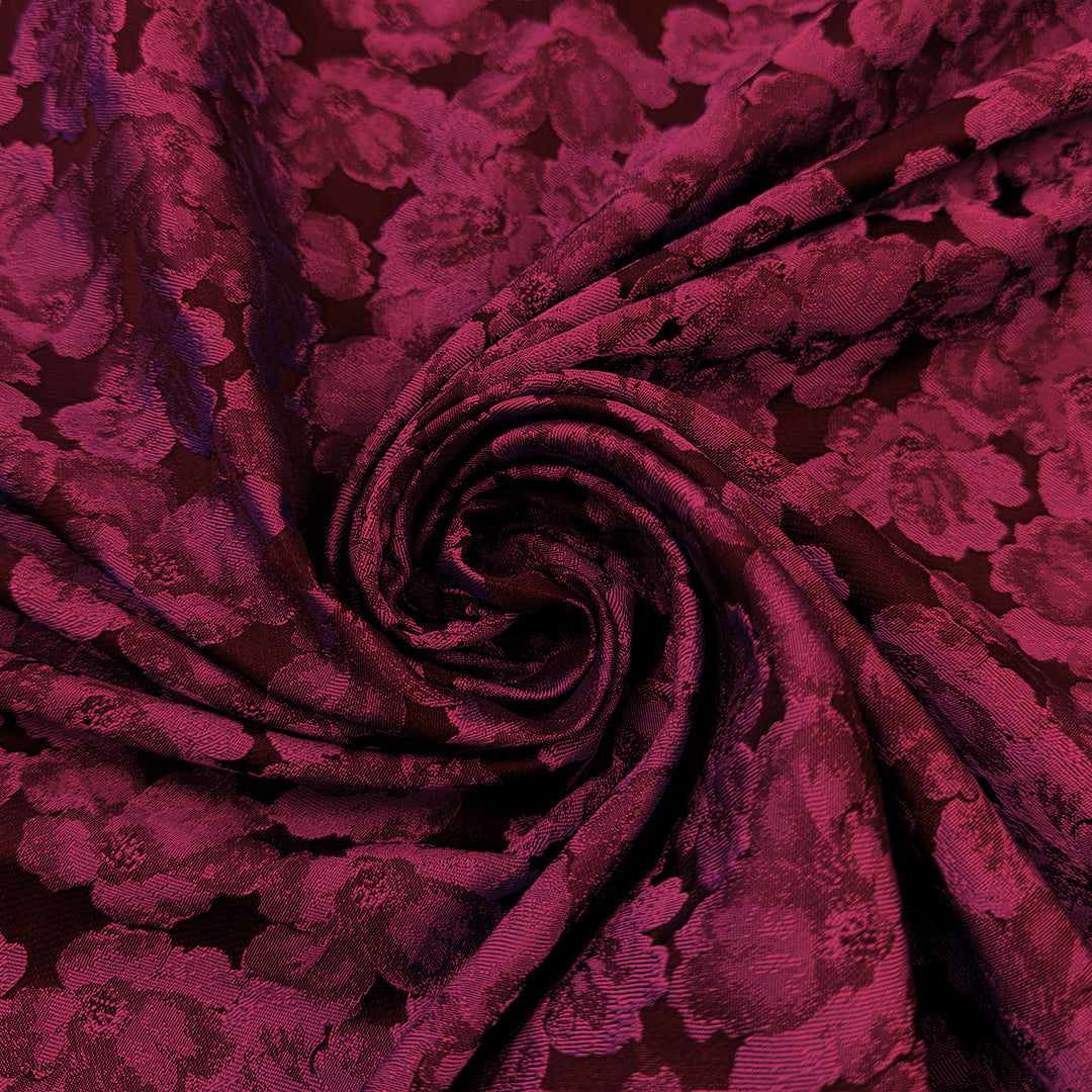 floral bloom jacquard brocade - magenta-red 2 yd