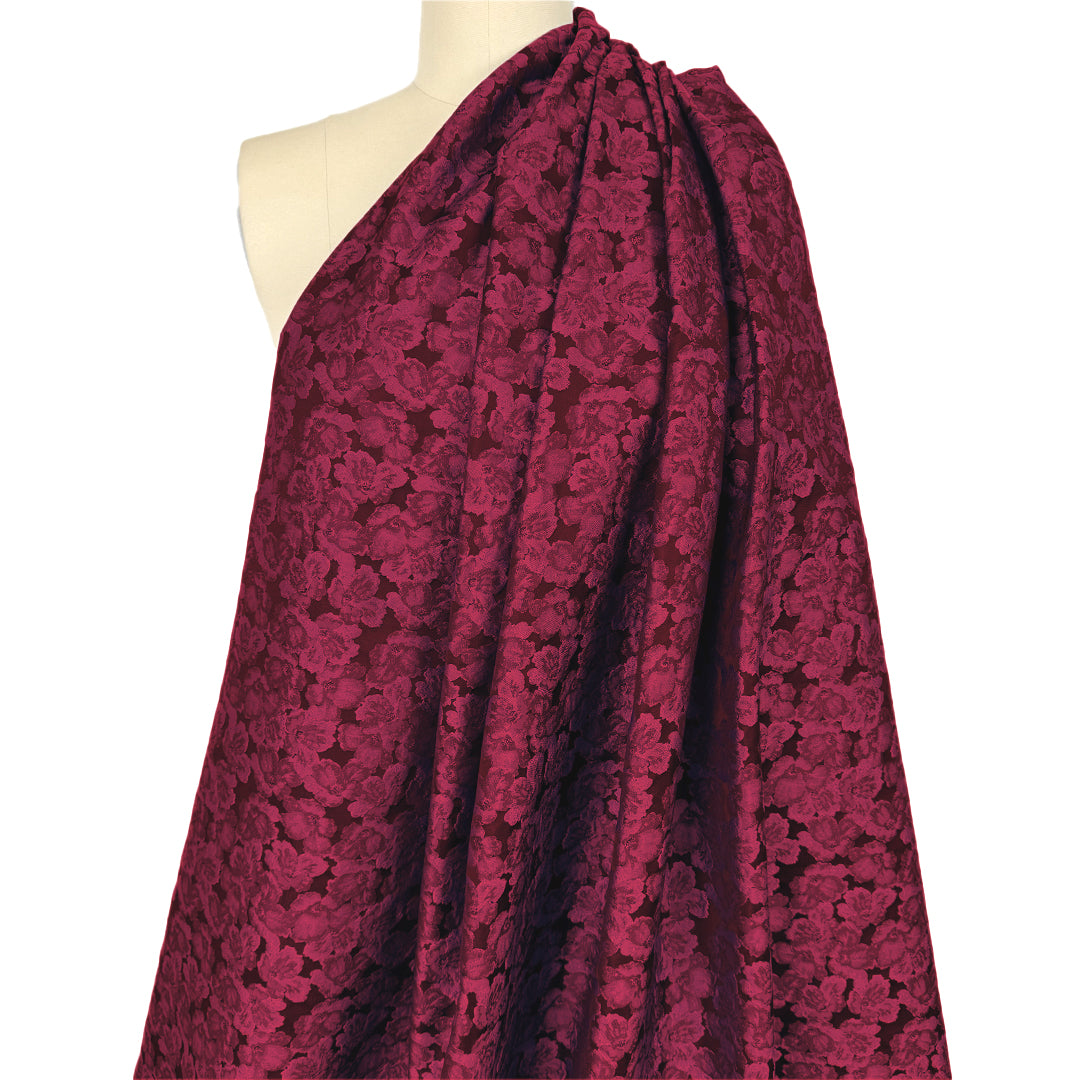 floral bloom jacquard brocade - magenta-red .5 yds