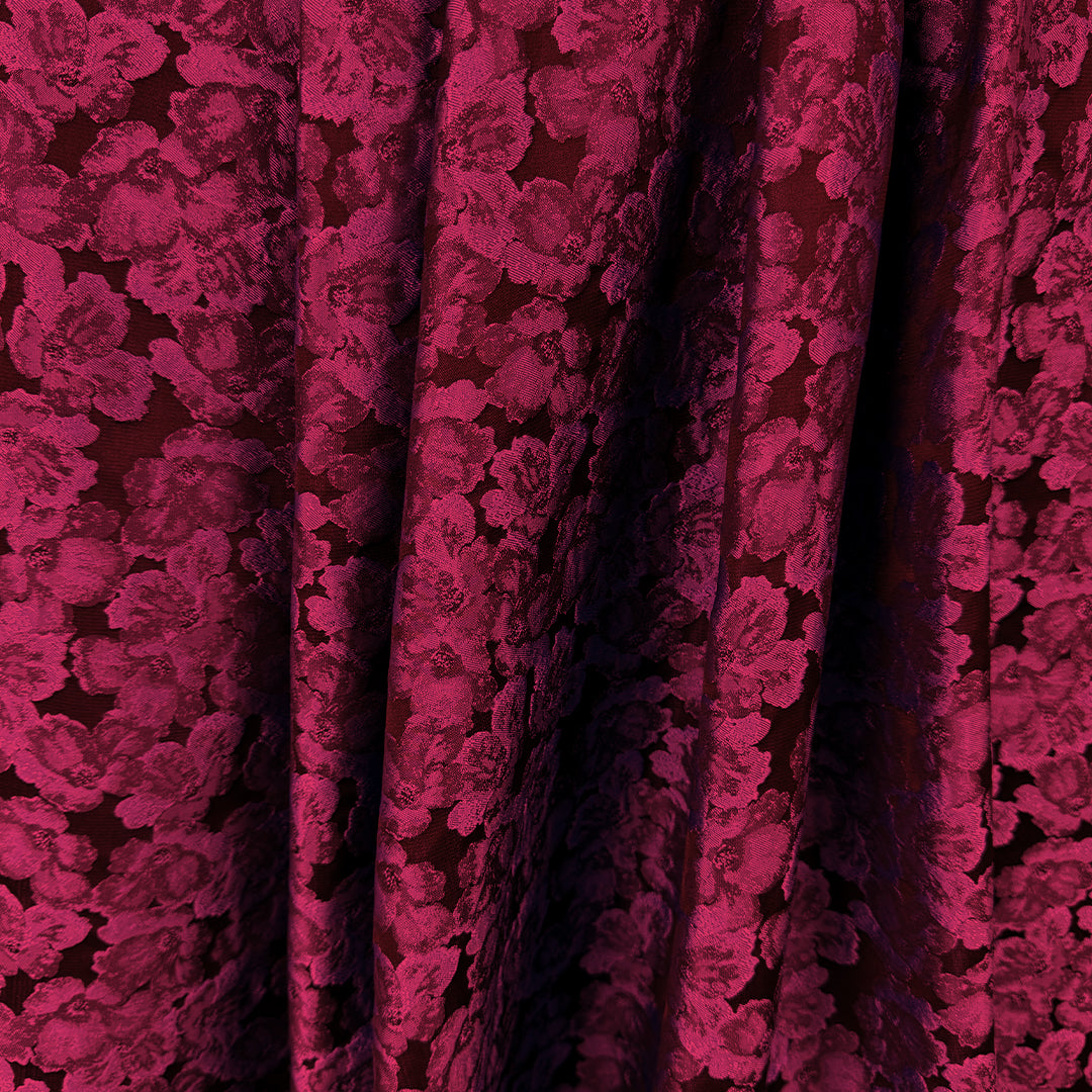 floral bloom jacquard brocade - magenta-red 2 yd