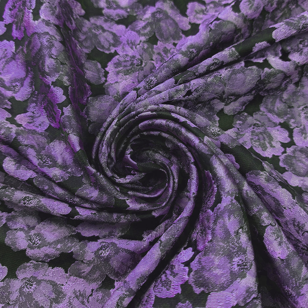 floral bloom jacquard brocade - violet 1.5 yd
