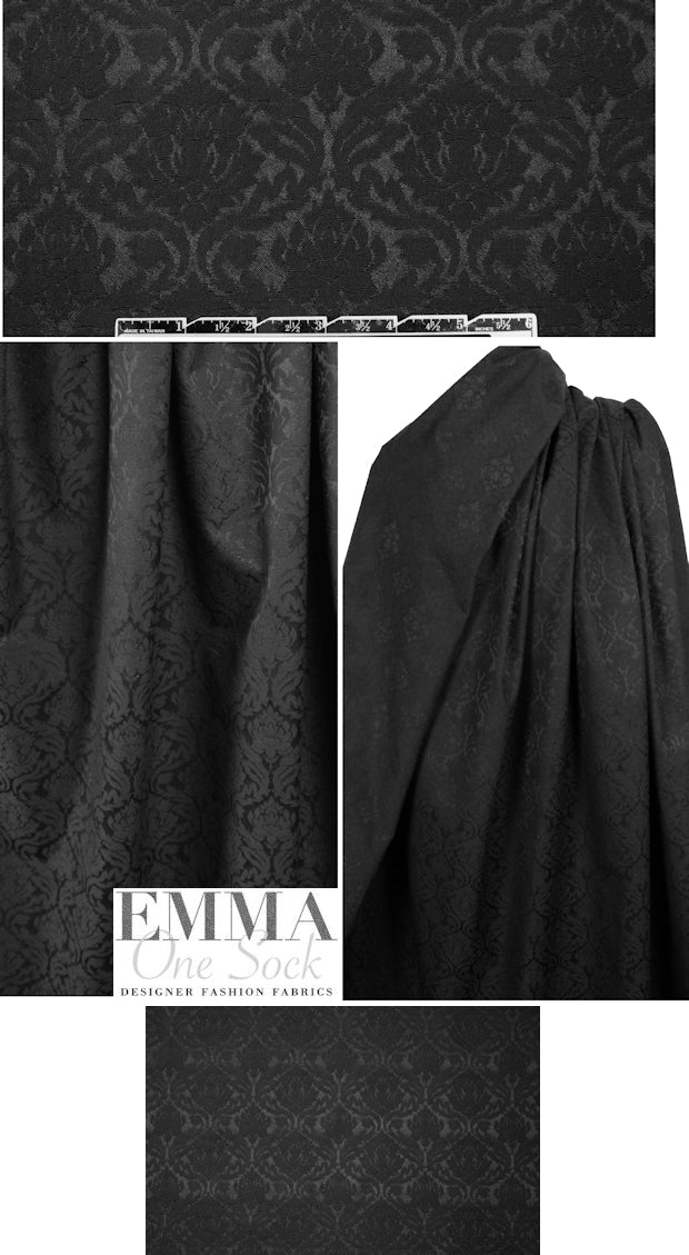CA designer textured black on black scroll brocade 1.75 yds