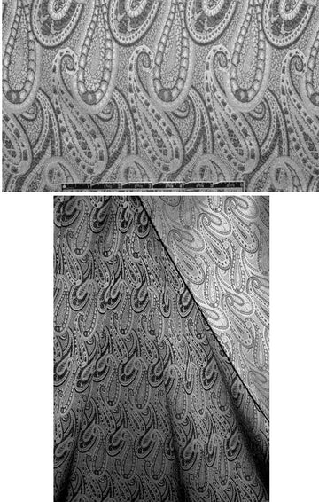 French reversible wool/silk paisley brocade - silver