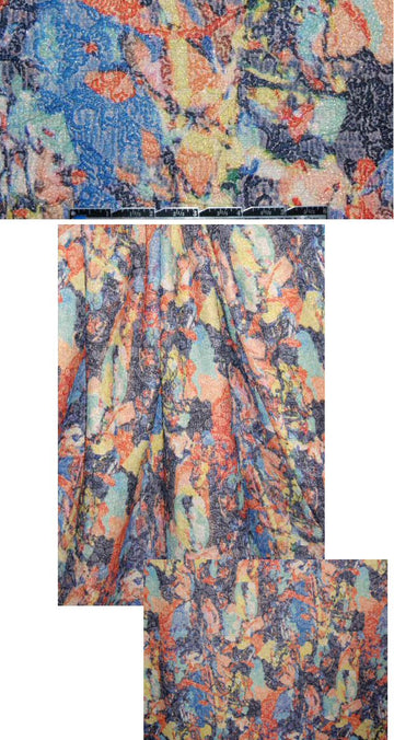 abstract over-printed stretch metallic brocade 1.9 yds