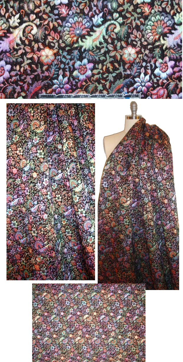 French textured floral jacquard brocade - black