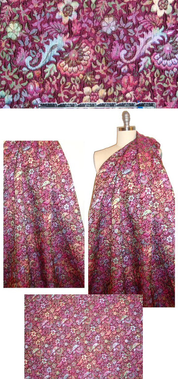 French textured floral jacquard brocade - magenta .70 yds
