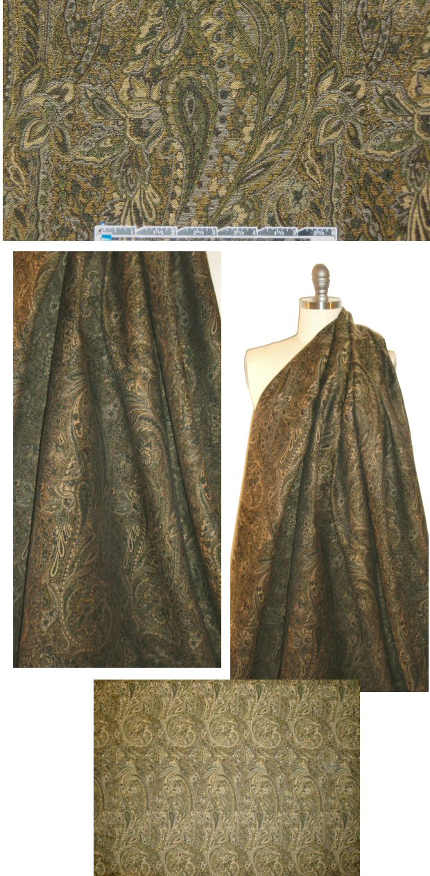 Italian wool/cotton paisley tapestry brocade 1.66 yd