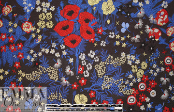 NY designer floral jacquard brocade - cobalt/red
