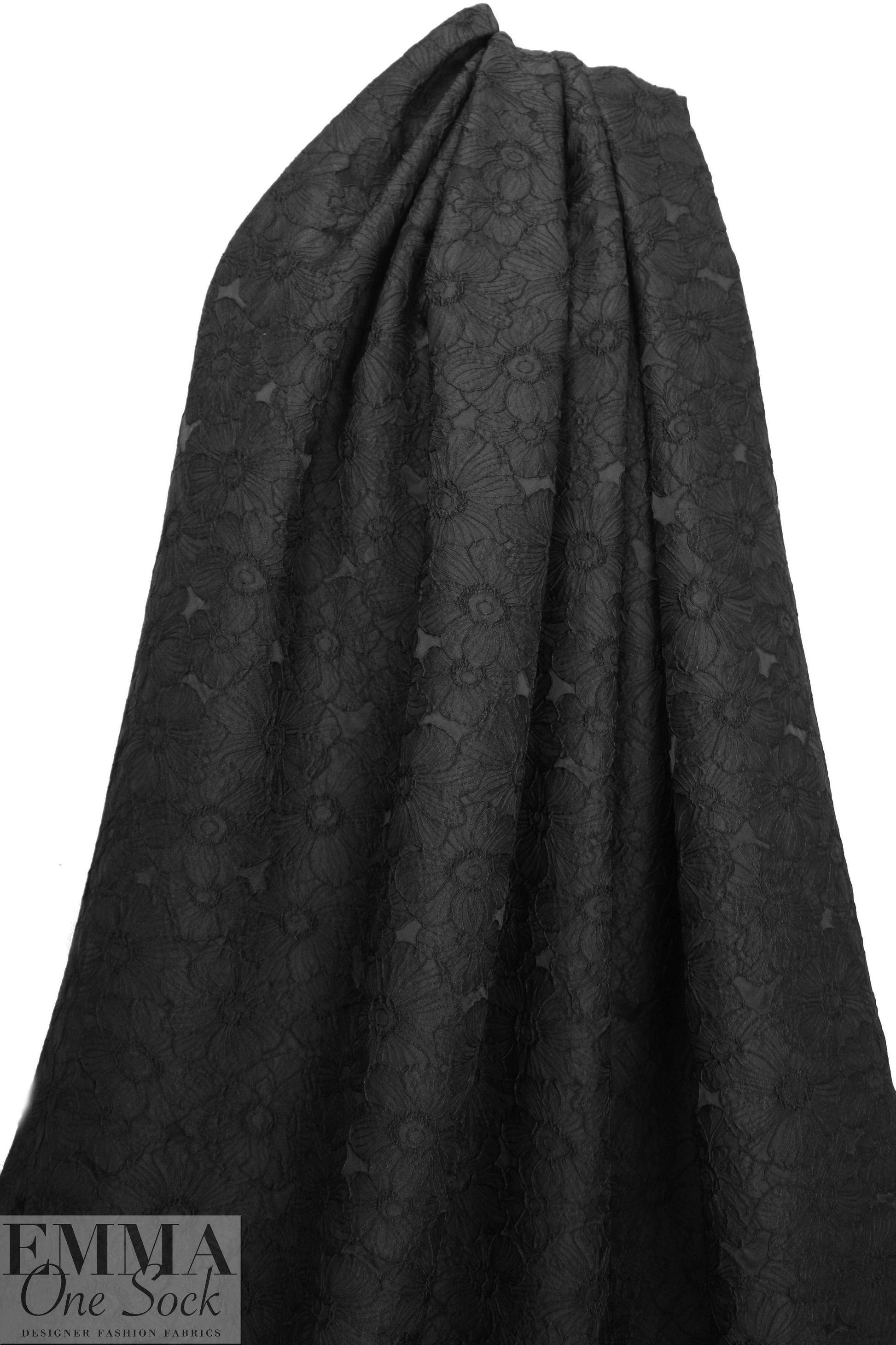 Akik0 textured matelasse' flower brocade - black