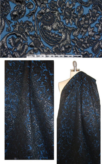 A1ice & O1ivia sapphire/black flower brocade 1.625 yd