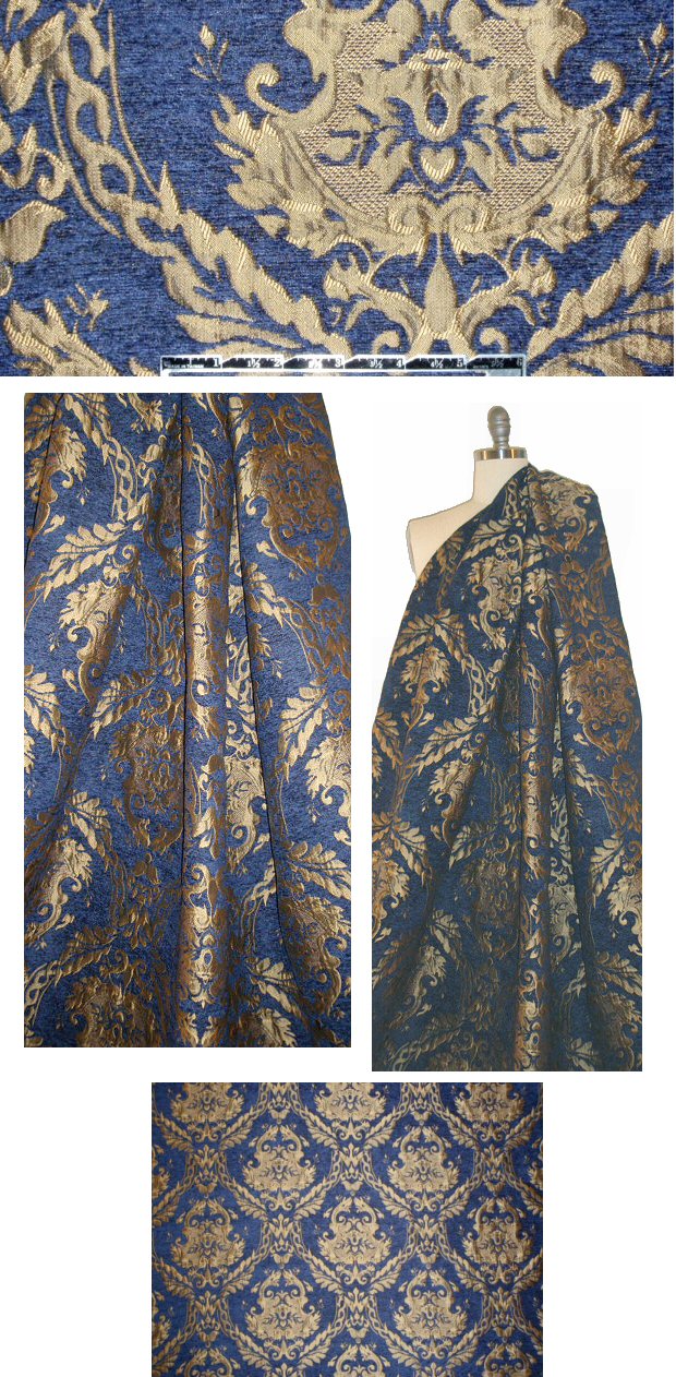 A1ice & O1ivia gold/navy medallion brocade 1.875 yds