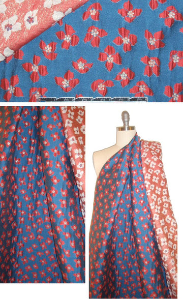 A1ice & O1ivia flowery textured brocade - blue/rouge 1.75 yd