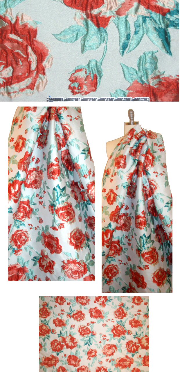 A1ice & O1ivia bittersweet/mint textured rose brocade