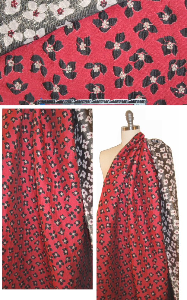 A1ice & O1ivia flowery textured brocade - rouge/black