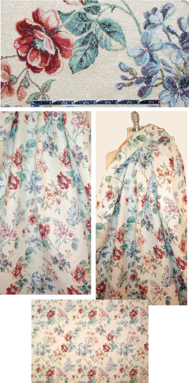 A1ice & O1ivia pansy/fern sparkle flower brocade 1.75 yds