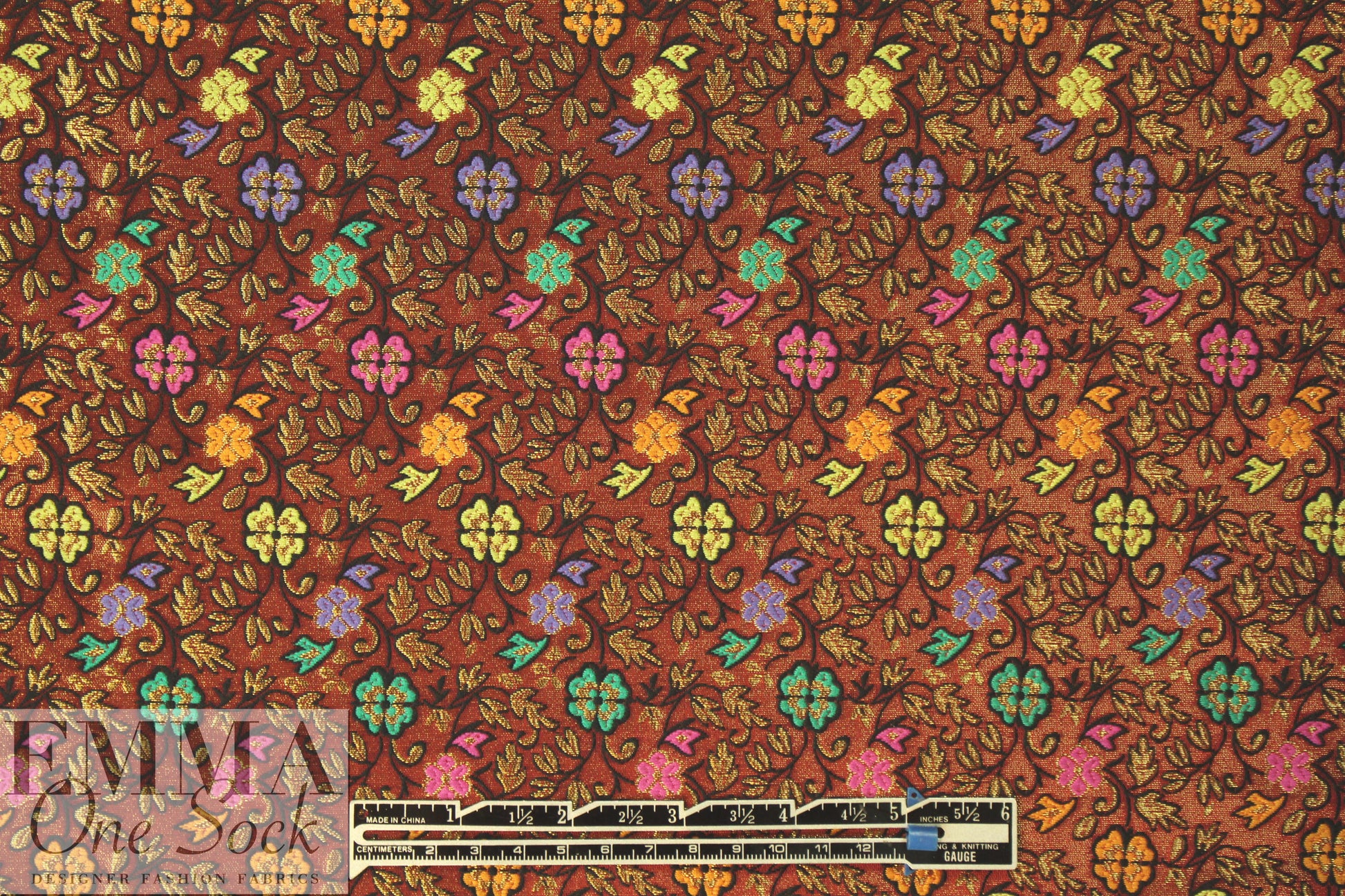 Caroline C0nstas metallic flower motif jacquard brocade 1.25 yd