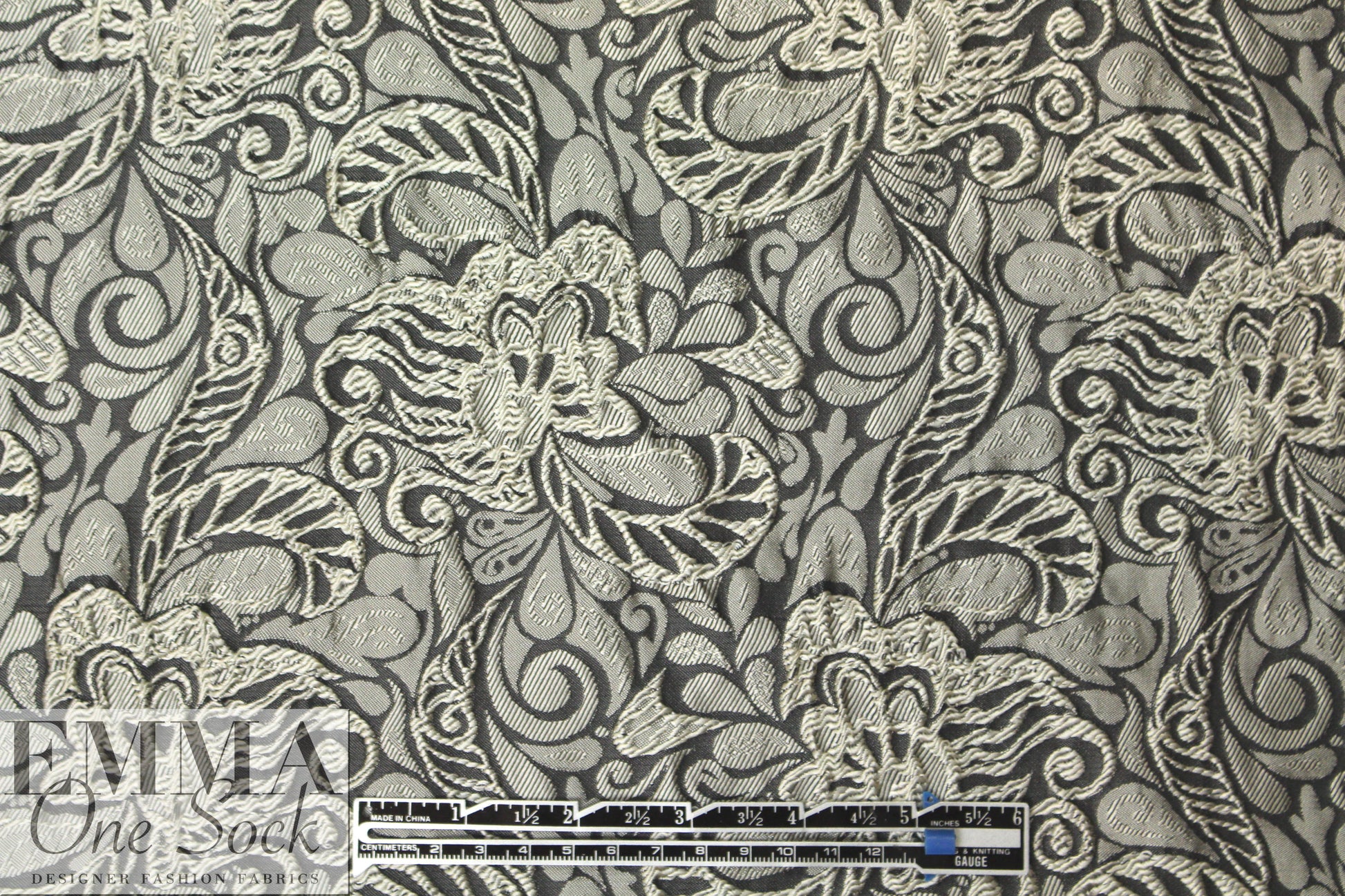 Caroline C0nstas pewter 'decoflor' matelasse' brocade 1.875 yds