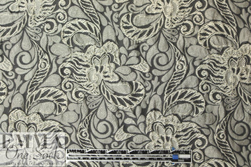 Caroline C0nstas pewter 'decoflor' matelasse' brocade 1.66 yd