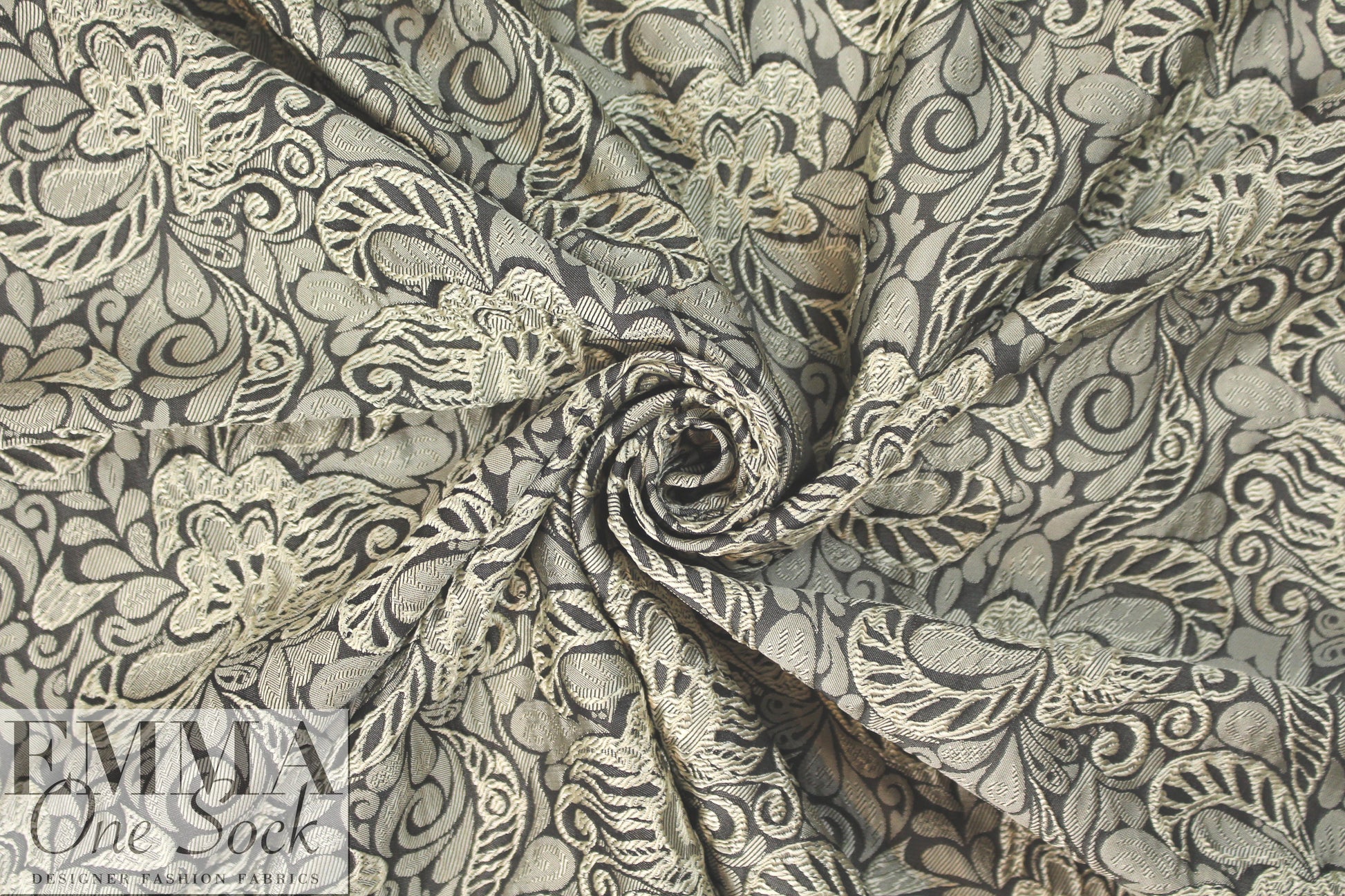 Caroline C0nstas pewter 'decoflor' matelasse' brocade 1.66 yd