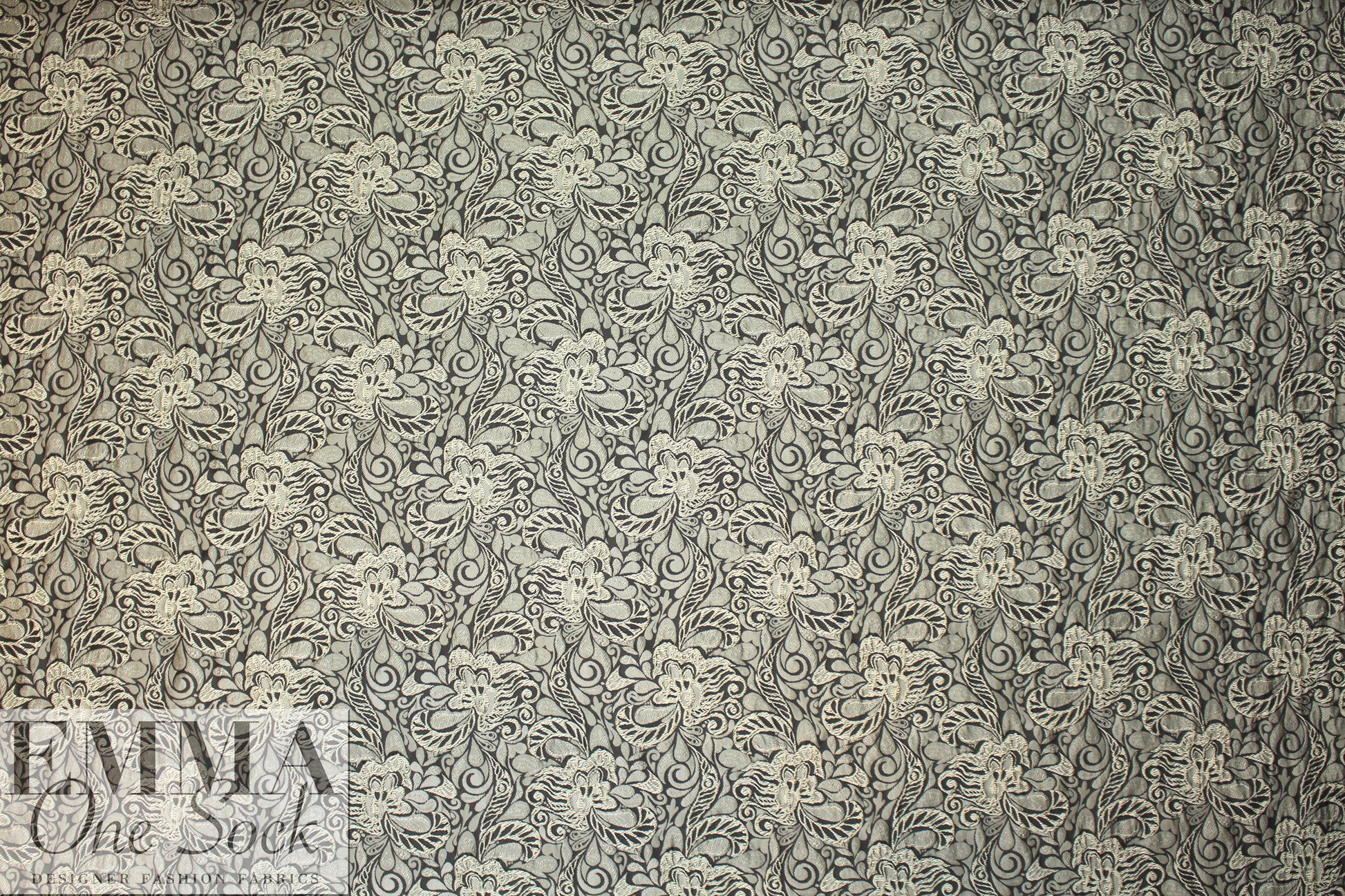 Caroline C0nstas pewter 'decoflor' matelasse' brocade 1.66 yd