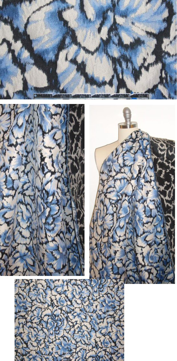 Car0lina Herrera blue/black/bone floral brocade