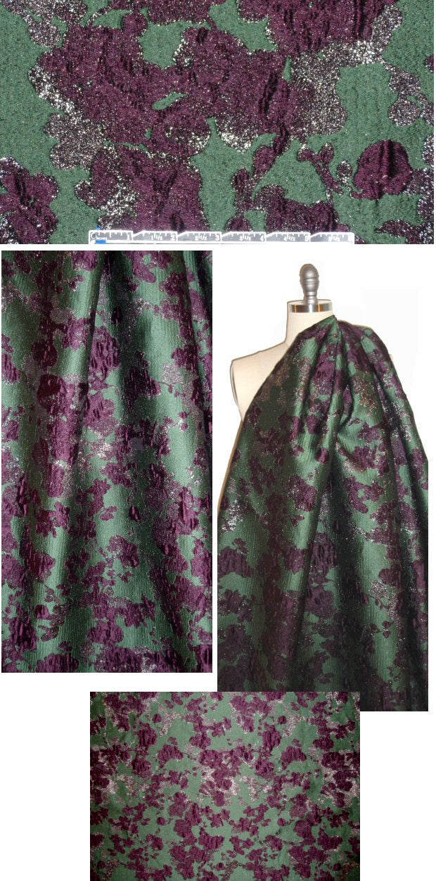 Car0lina Herrera emerald/mulberry textured brocade
