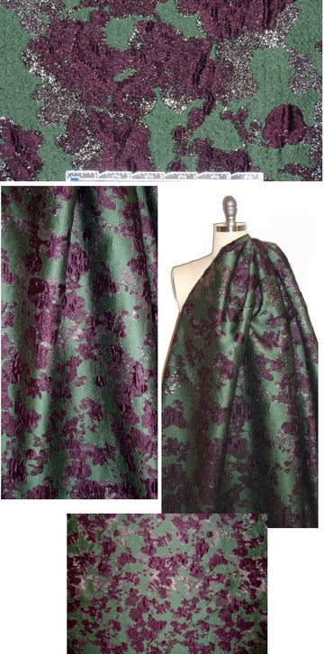 Car0lina Herrera emerald/mulberry textured brocade