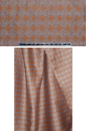 Ca1vin K. cinnamon/gray wool/cotton/silk jacquard