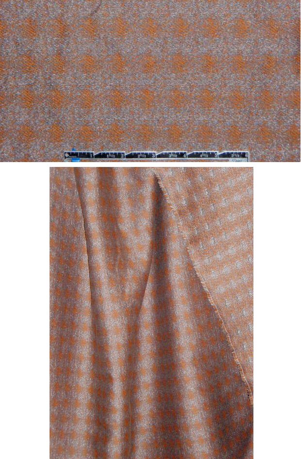 Ca1vin K. cinnamon/gray wool/cotton/silk jacquard 1.75 yd