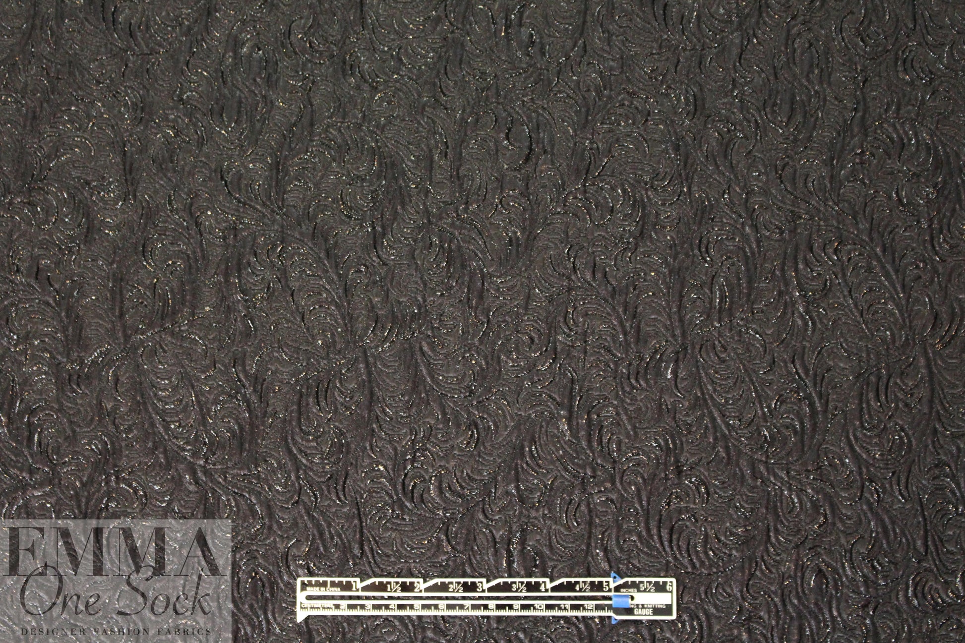 famous designer black textured matelasse' brocade 2.25 yd