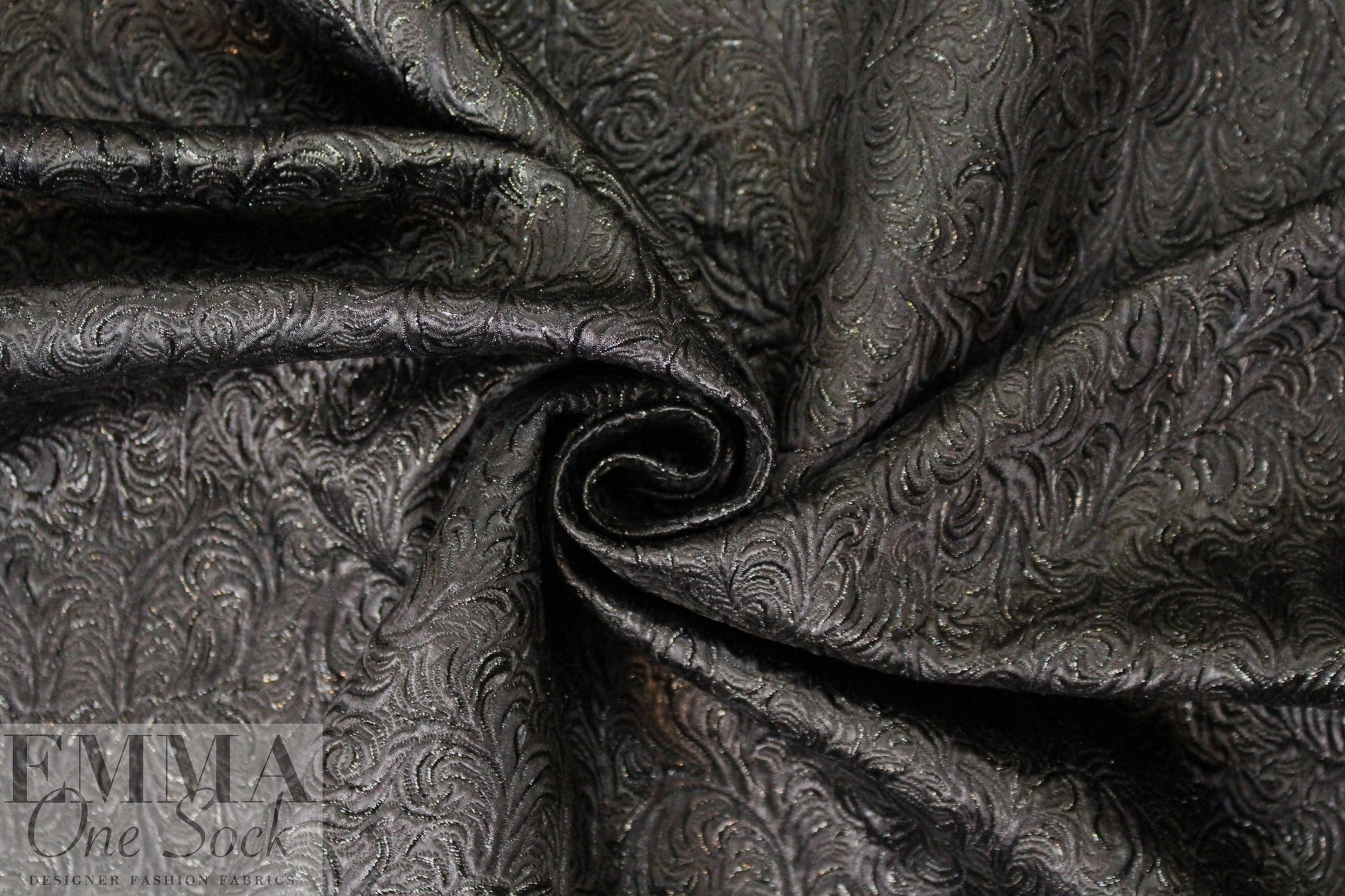 famous designer black textured matelasse' brocade 1 yard