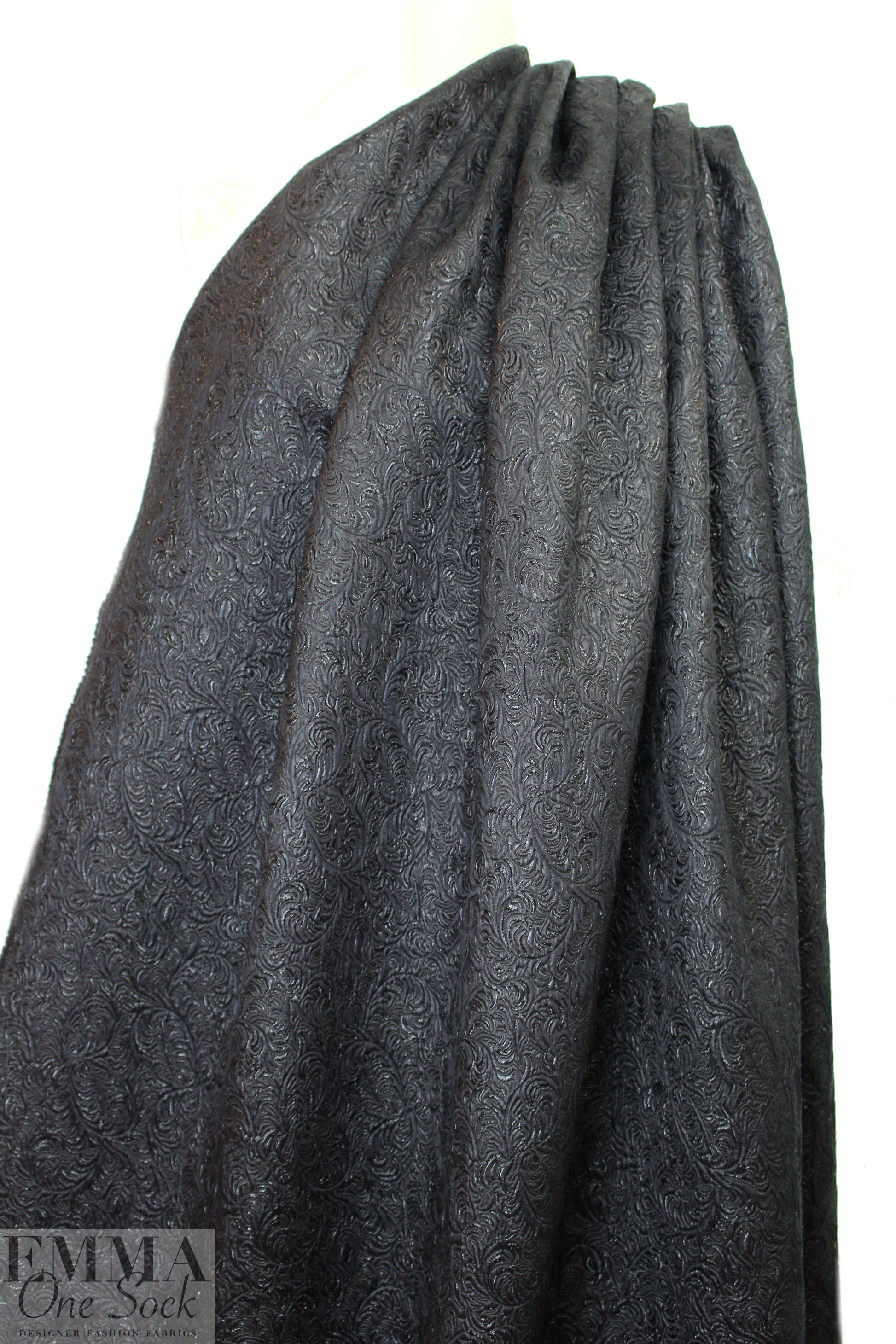 famous designer black textured matelasse' brocade 2.25 yd
