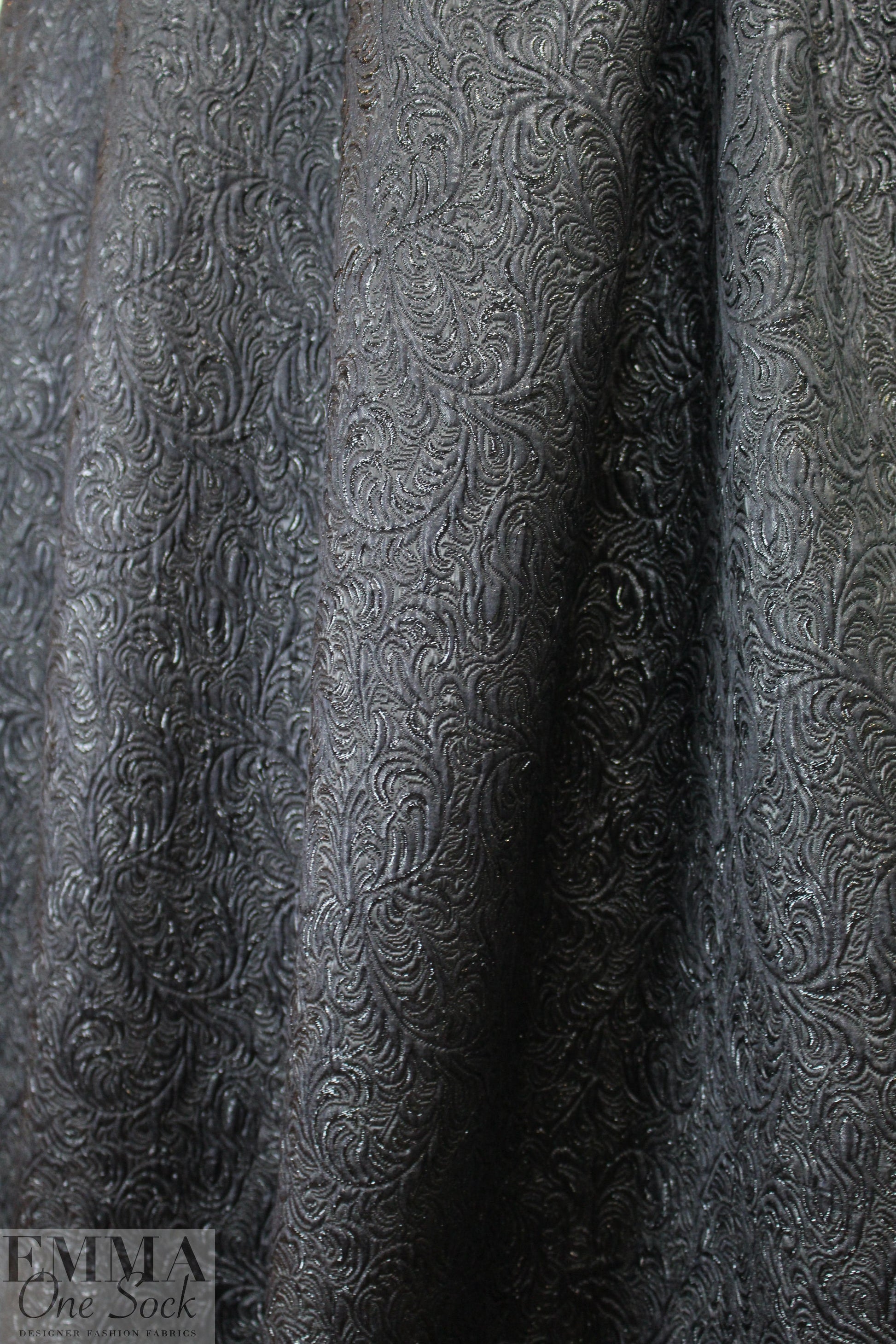 famous designer black textured matelasse' brocade 1.5 yd