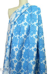famous designer blue tones floral stretch brocade