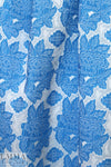 famous designer blue tones floral stretch brocade 2 yds