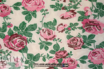 famous designer vintage rose stretch brocade