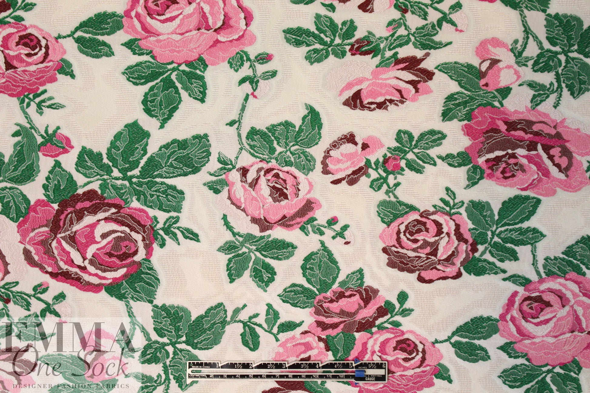 famous designer vintage rose stretch brocade 1.375 yd