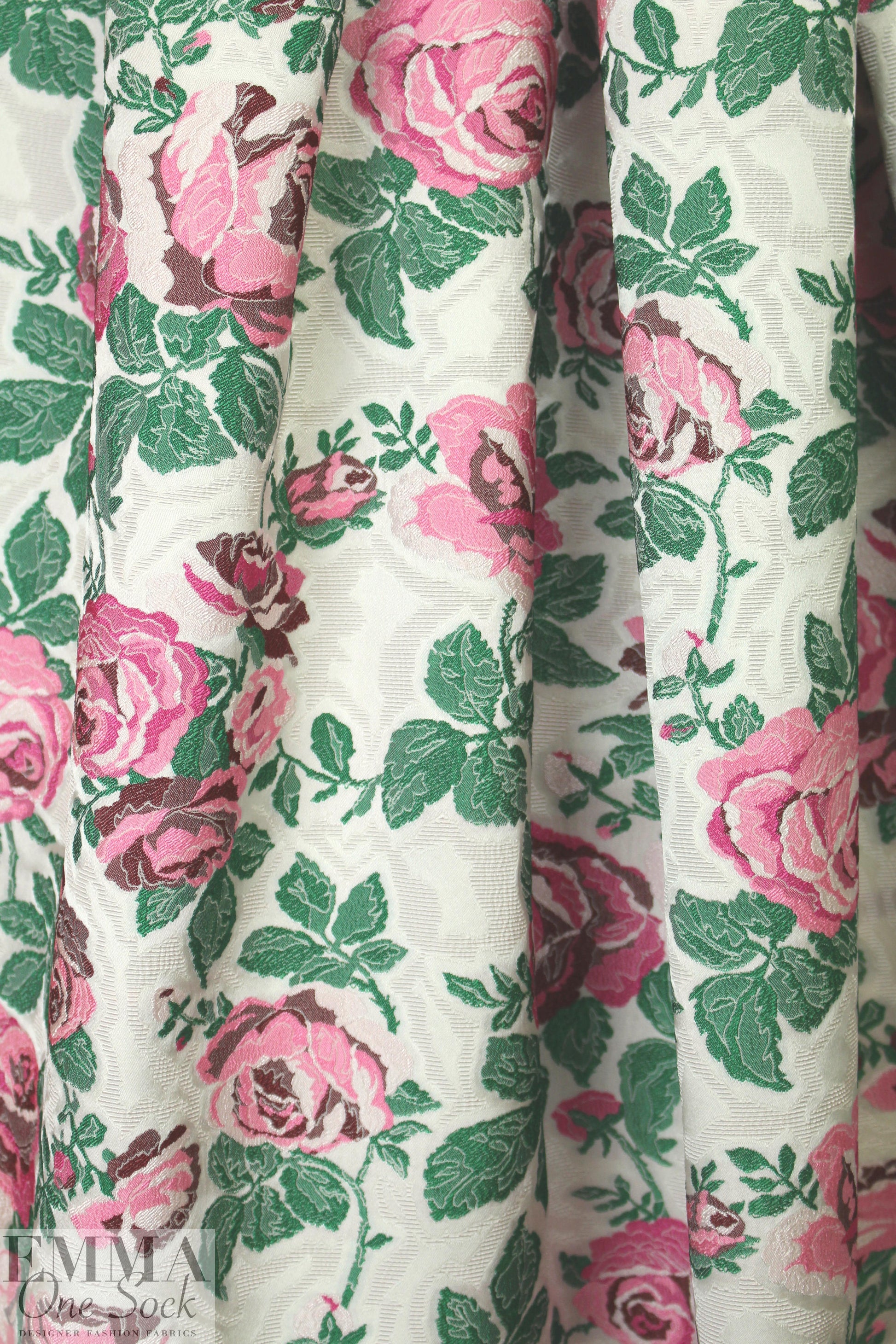 famous designer vintage rose stretch brocade