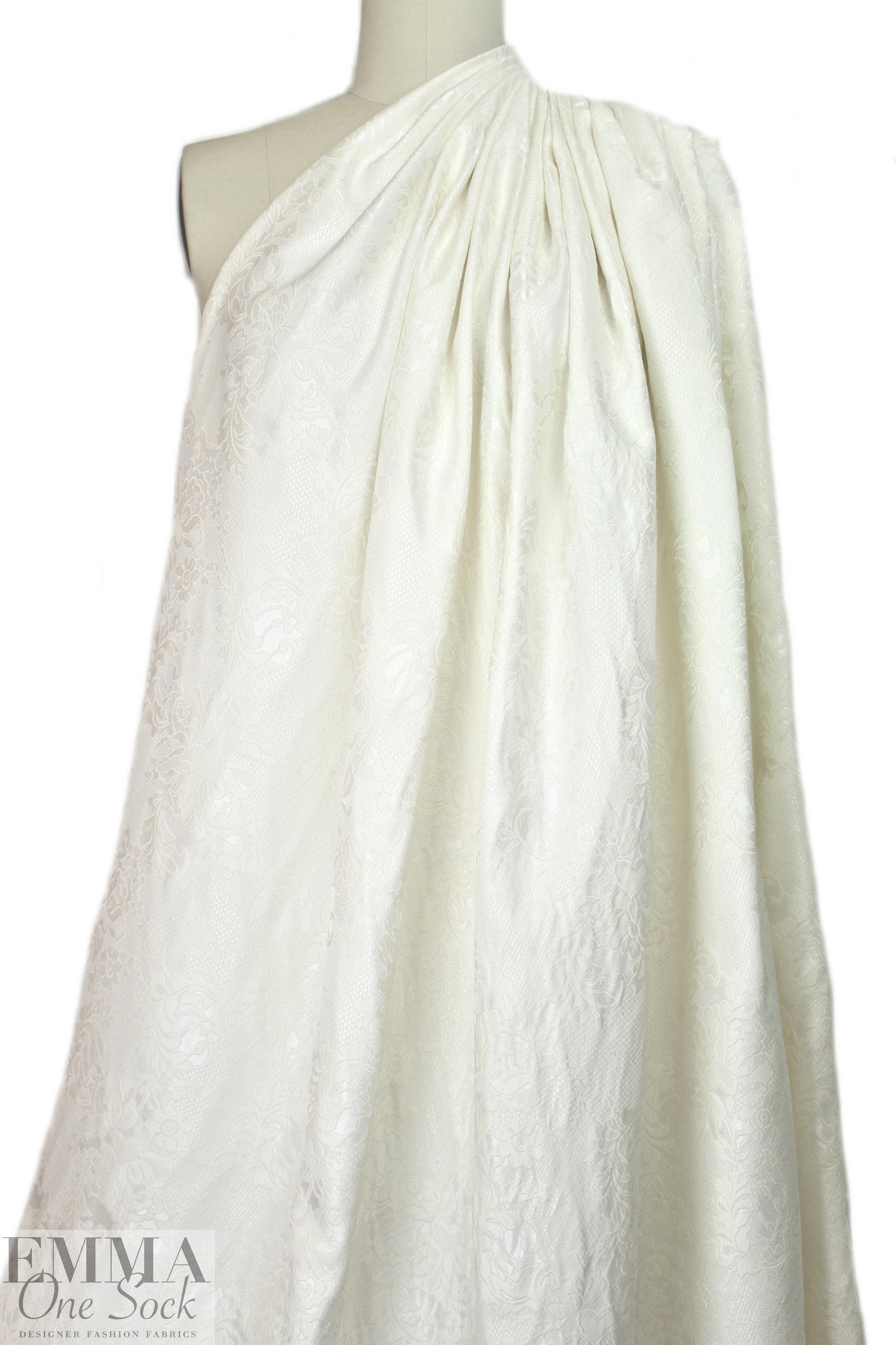 famous designer cream on cream textured floral brocade 2.125 yd