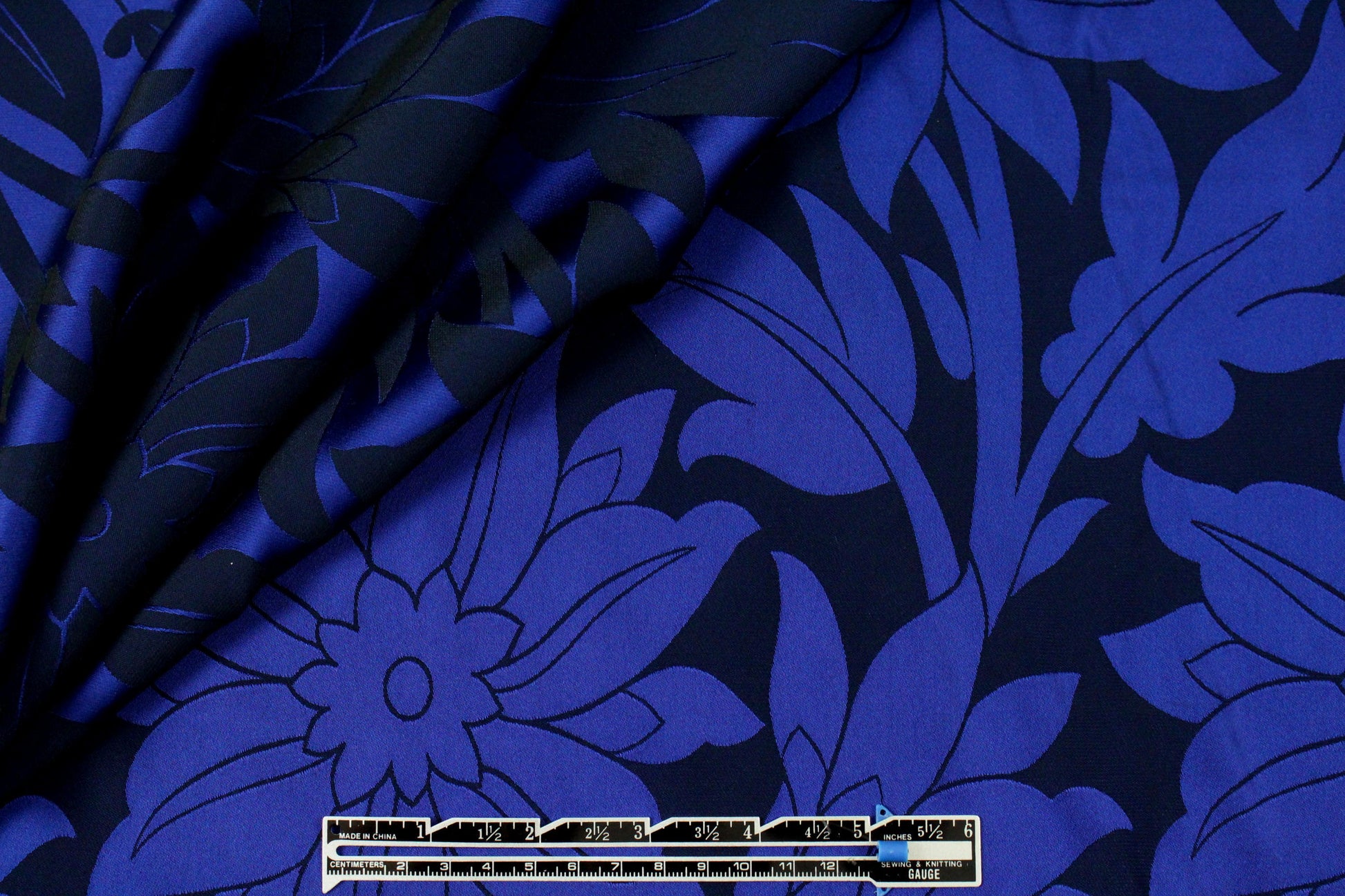 Carmen Marc Va1vo sapphire/black flower brocade