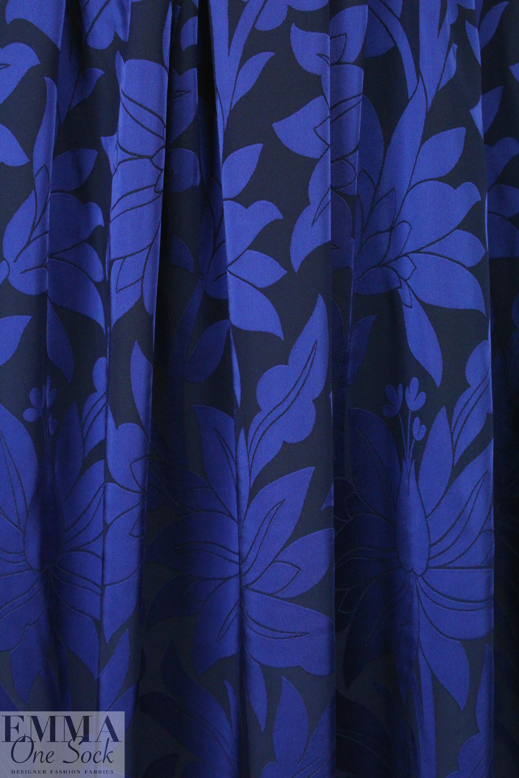 Carmen Marc Va1vo sapphire/black flower brocade 1.125 yds