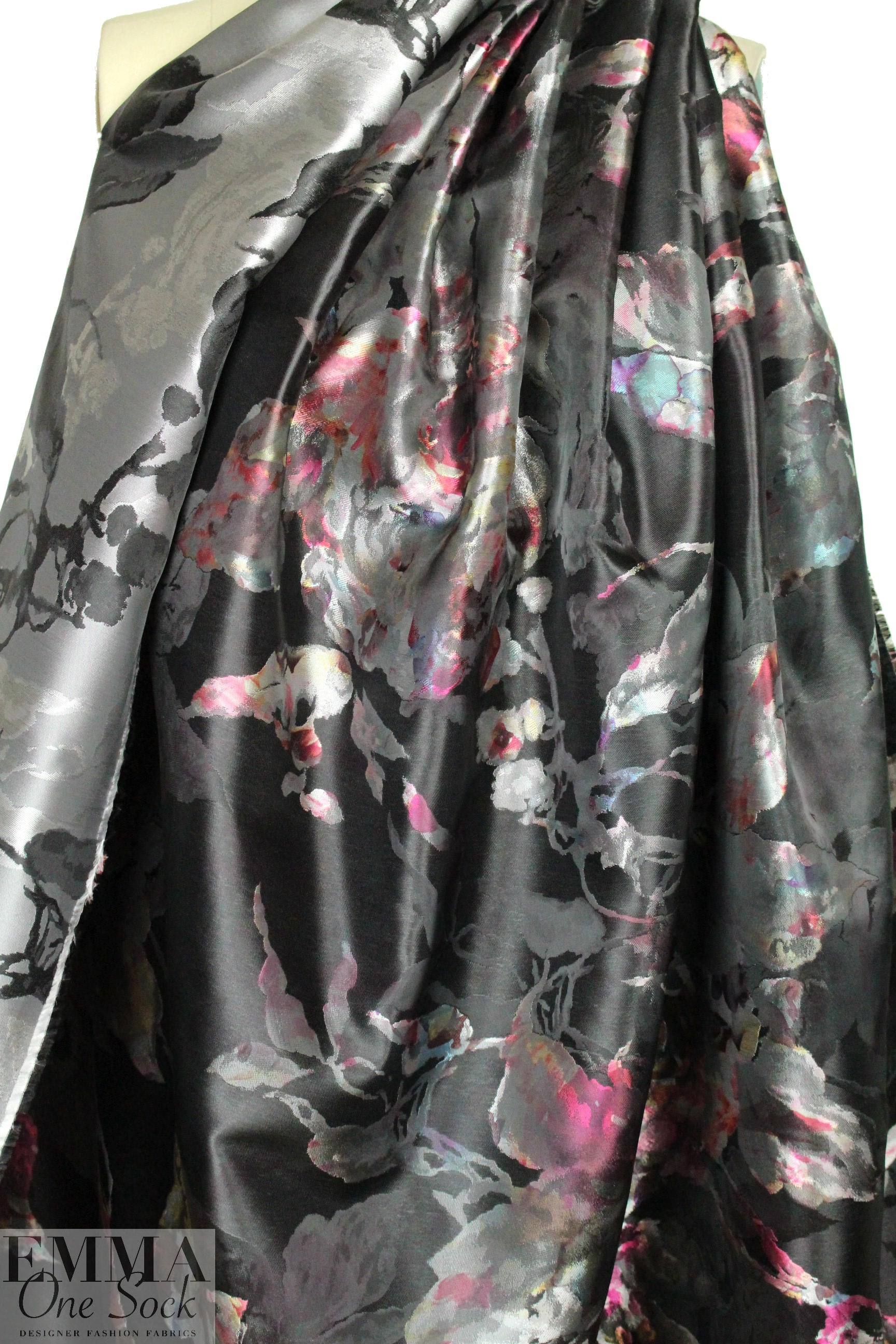 Carmen Marc Va1vo floral over-printed brocade