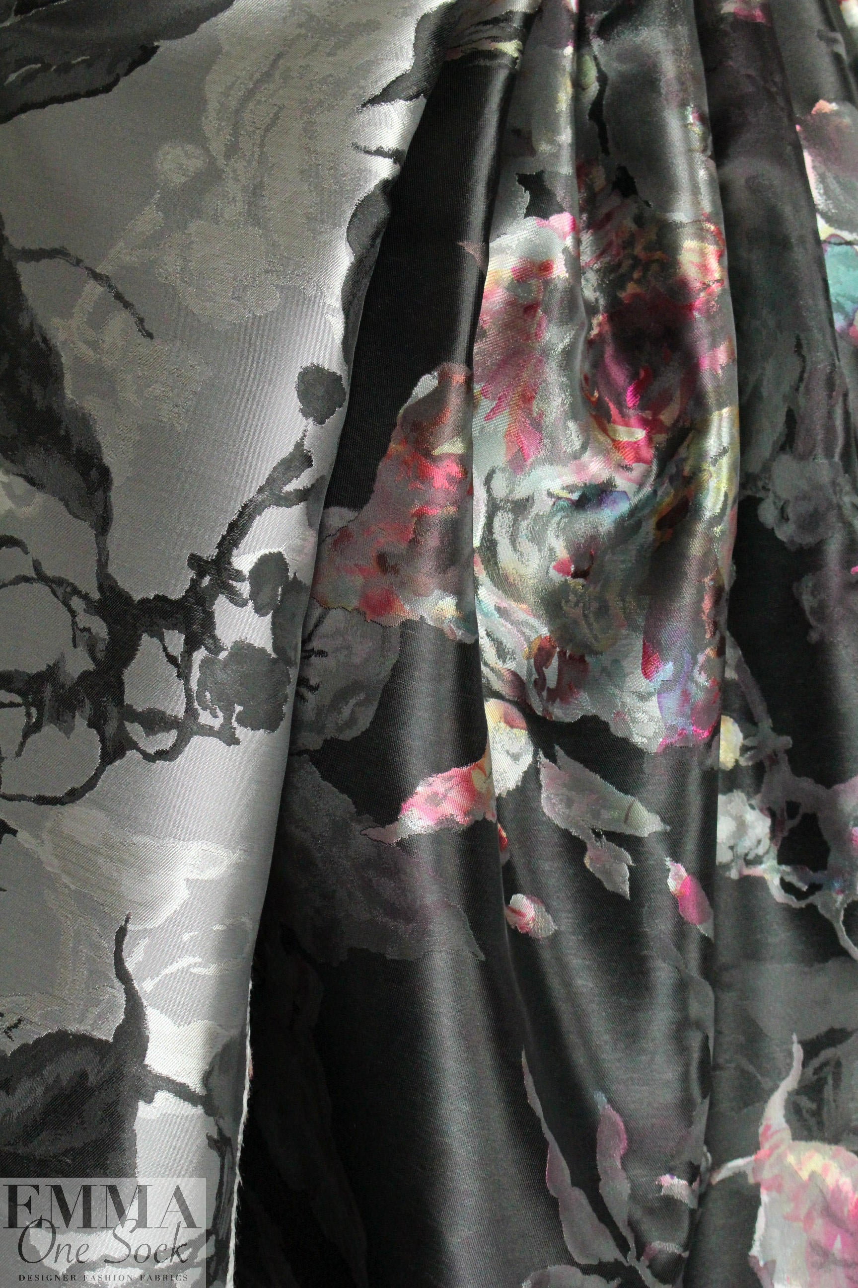 Carmen Marc Va1vo floral over-printed brocade