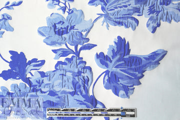 famous designer blue/alabaster floral jacquard brocade 2 yd